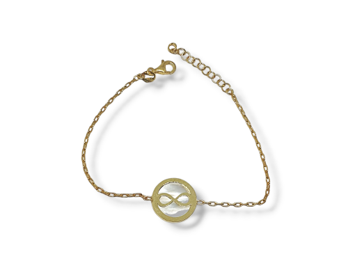 Pulseira Madrepérola Infinito Prata Dourada