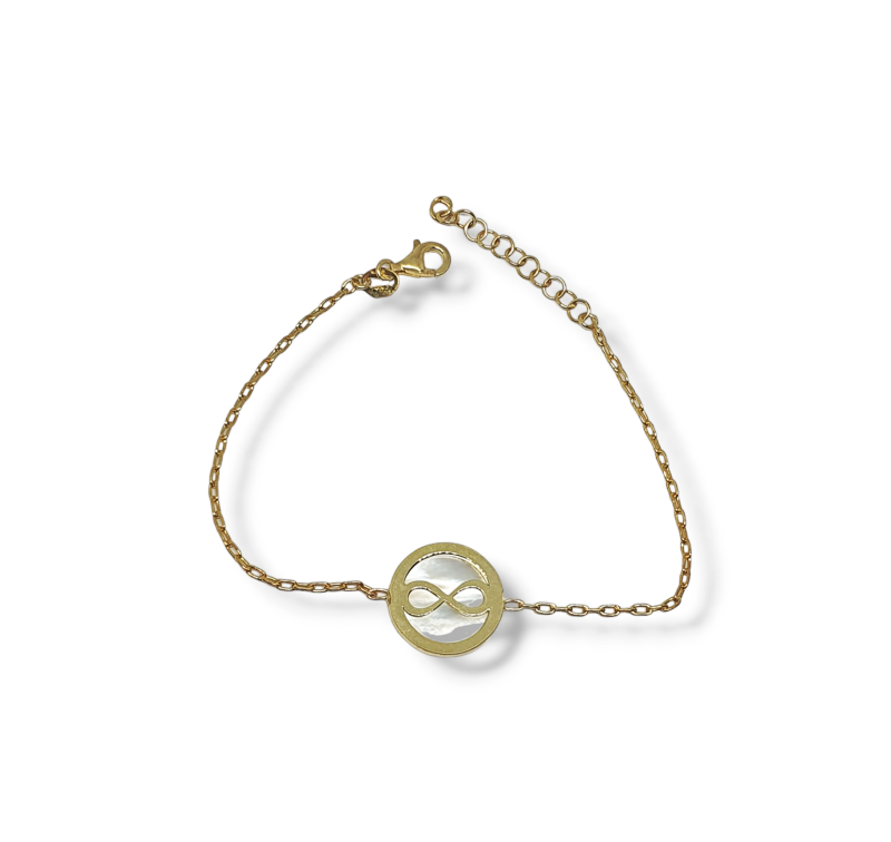 Pulseira Madrepérola Infinito Prata Dourada