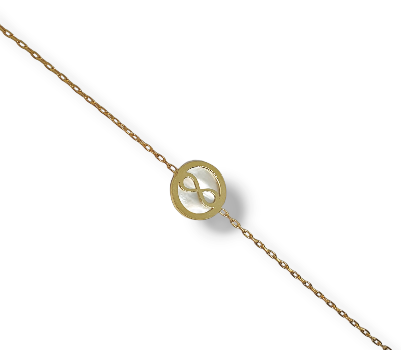 Pulseira Madrepérola Infinito Prata Dourada - Image 2