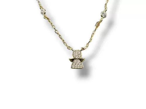 Colar Prata Dourada Anjo