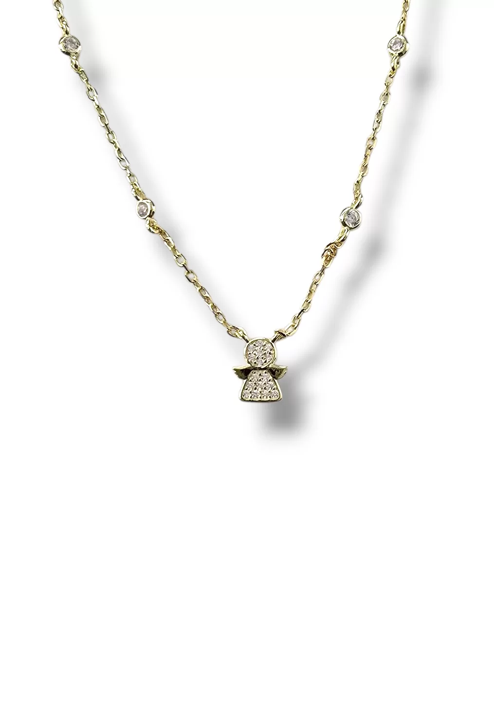 Colar Prata Dourada Anjo