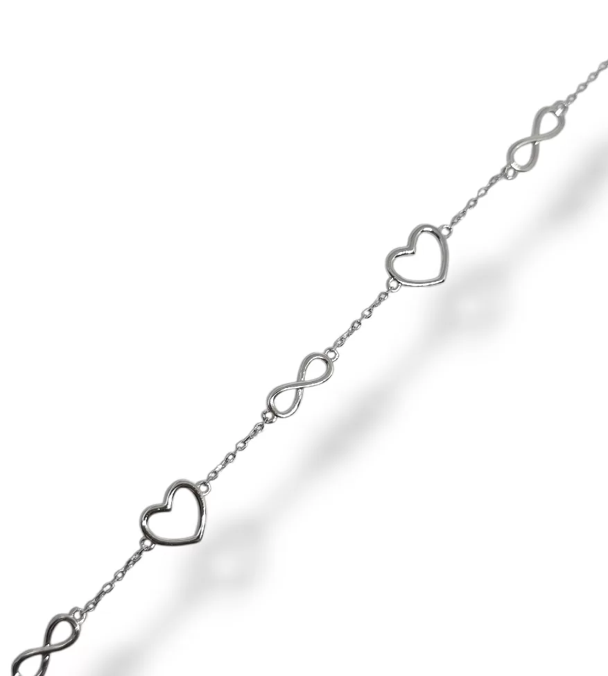 Pulseira Prata Corações e Infinito - Image 3