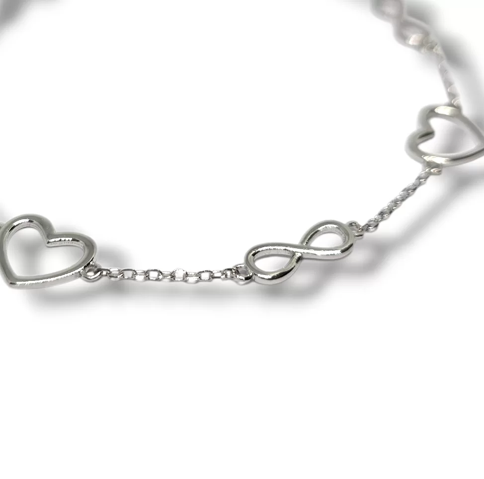 Pulseira Prata Corações e Infinito - Image 2