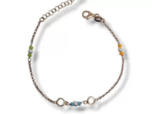 Pulseira Prata Rosa Perolas