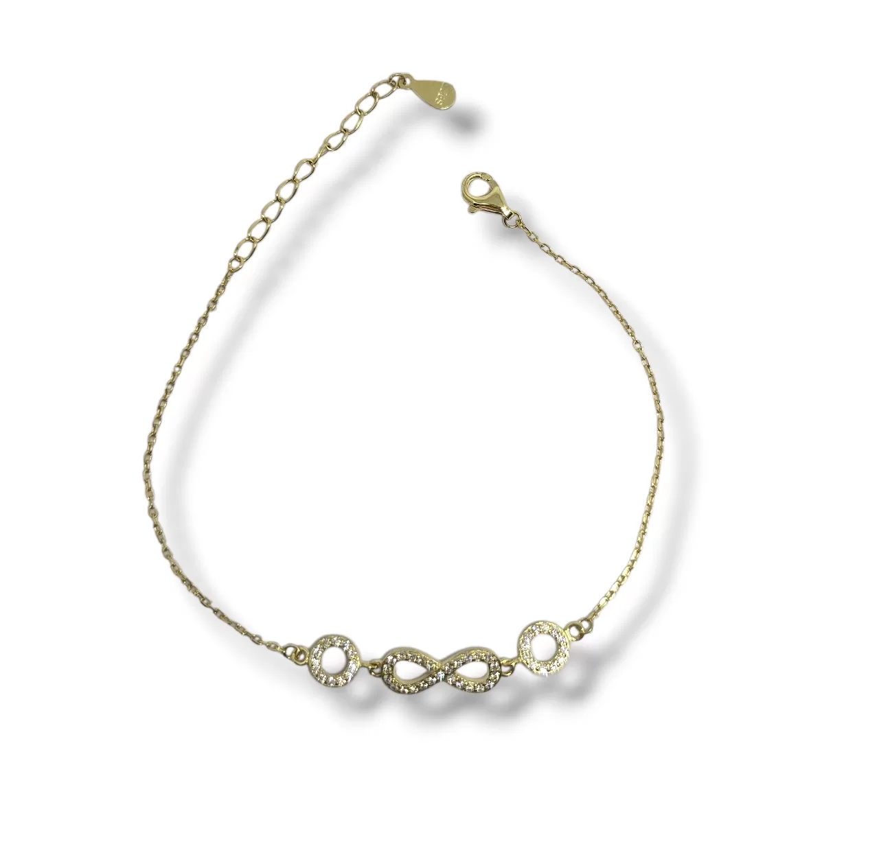 Pulseira Prata Dourada Infinito Zircónias