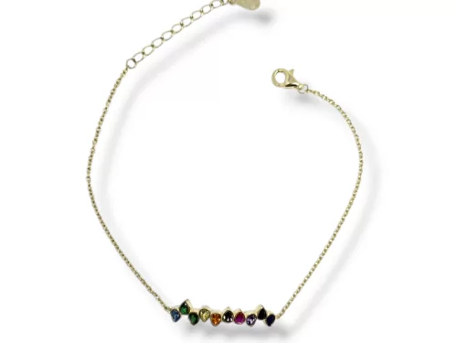 Pulseira Prata Dourada Lágrimas coloridas
