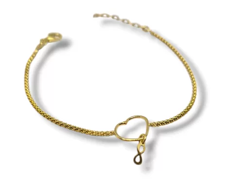 Pulseira Prata Dourada Coração infinito