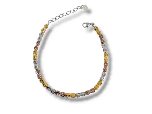 Pulseira Prata Dourada Infinitos