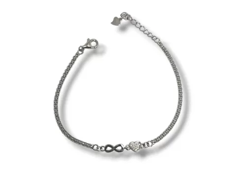 Pulseira Prata Infinito Coração