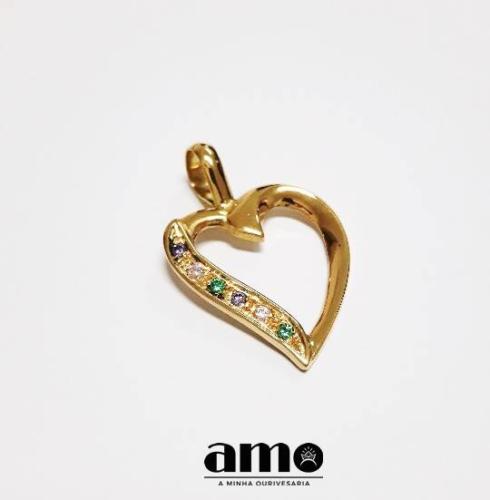 Coração Colorido Ouro